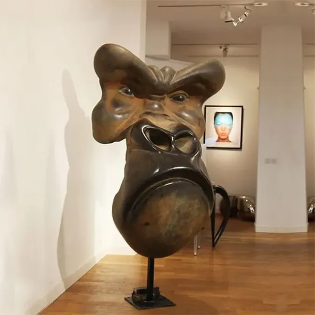 Gorilla Bust bronze sculpture displayed indoors