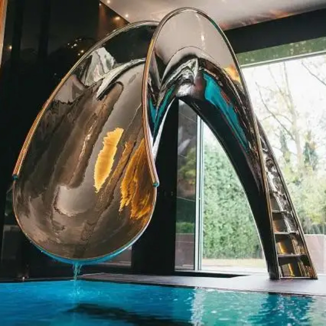 Indoor stainless steel Slide Sculpture