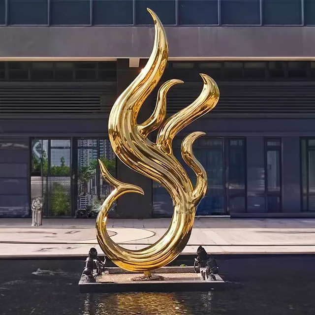 Large golden Metal Phoenix Sculpture