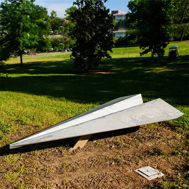 Large stainless steel Paper Plane Statue