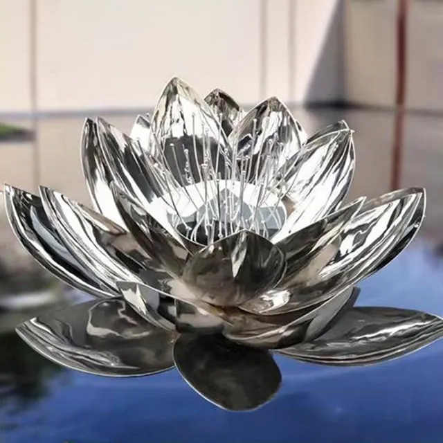Metal Lotus Flower Sculpture made of stainless steel