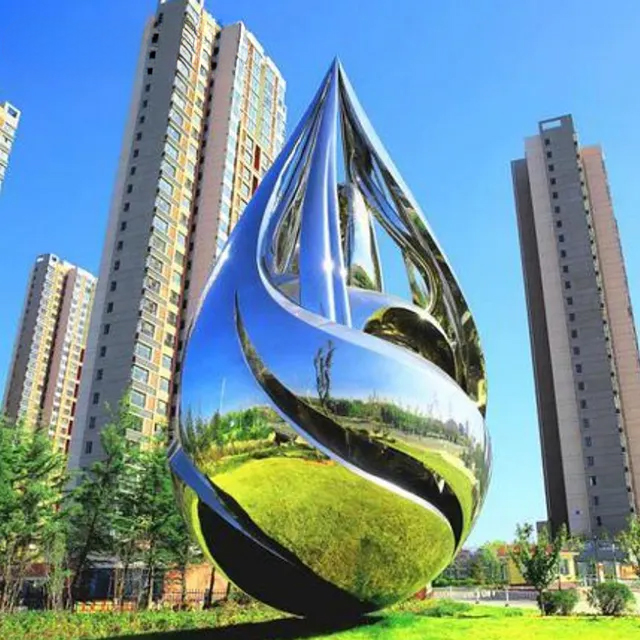 Modern outdoor Drop Sculpture made of stainless steel