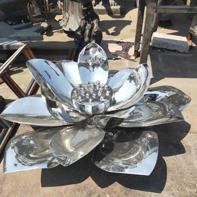 Outdoor stainless steel Metal Lotus Flower Sculpture