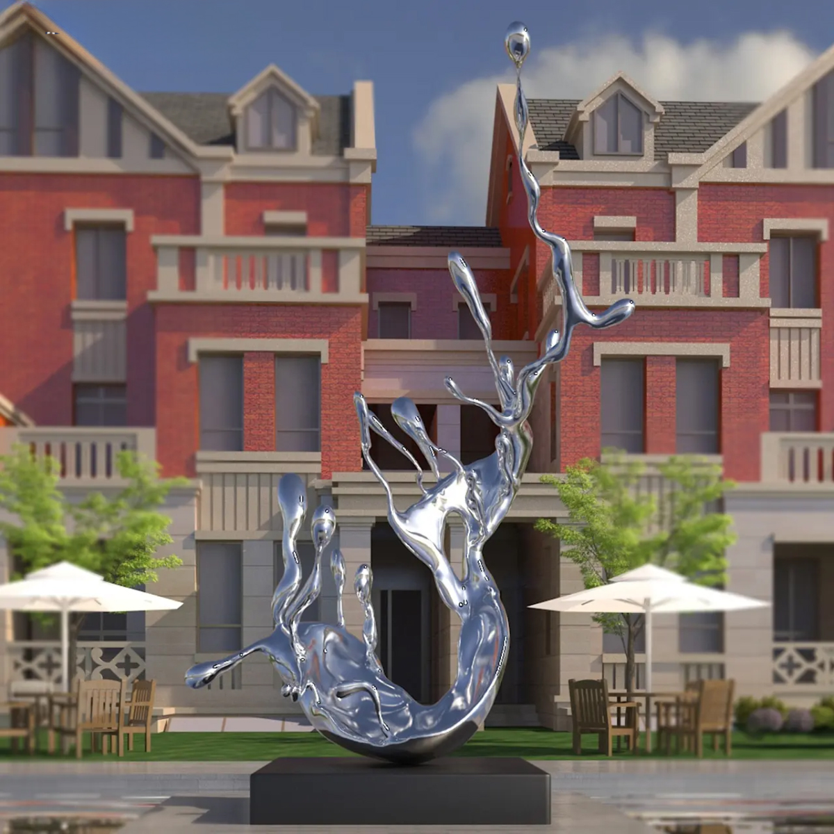 Outdoor stainless steel Splash Sculpture