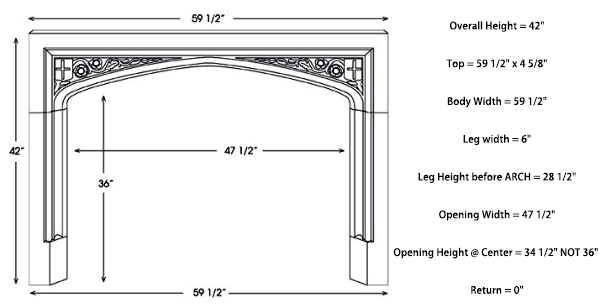 Product Dimensions of Antique Marble Mantle