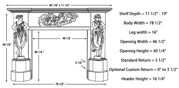 Product Dimensions of Marble Fire Surrounds for Sale