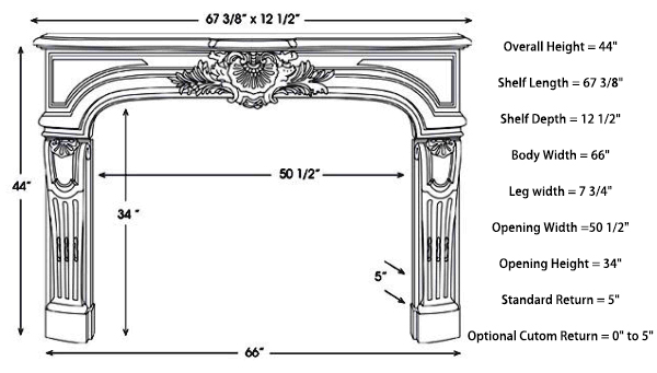 Product Dimensions of Marble Mantel for Fireplace