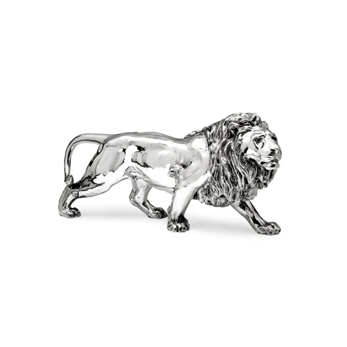 Shiny stainless steel Lion Sculpture with realistic mane