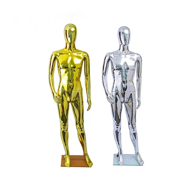 Silver and gold stainless steel human figure statue