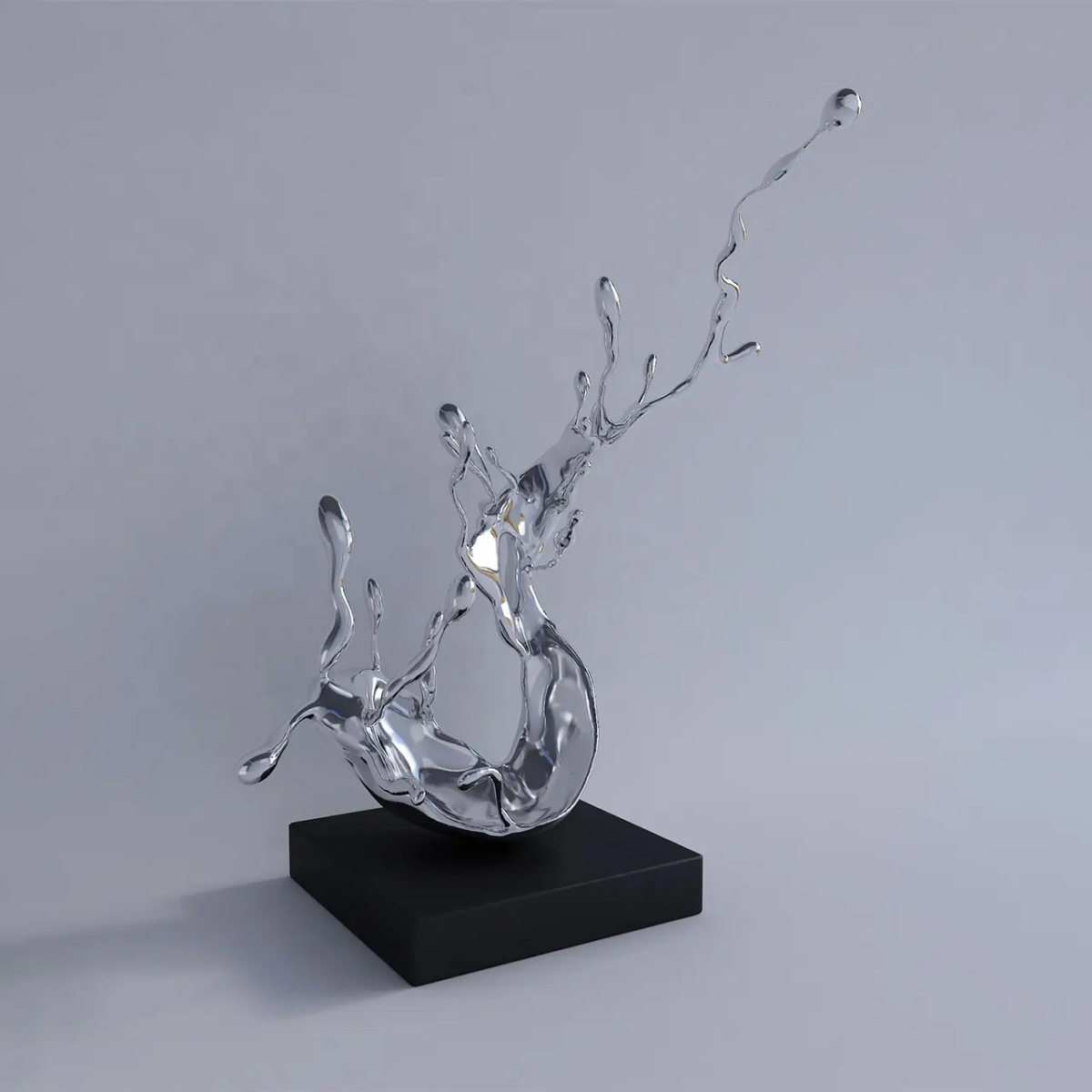 Splash Sculpture in stainless steel with mirror polish finish for indoor display