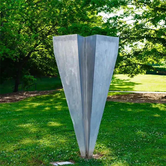 Stainless steel Paper Airplane Statue vertically embedded into the ground