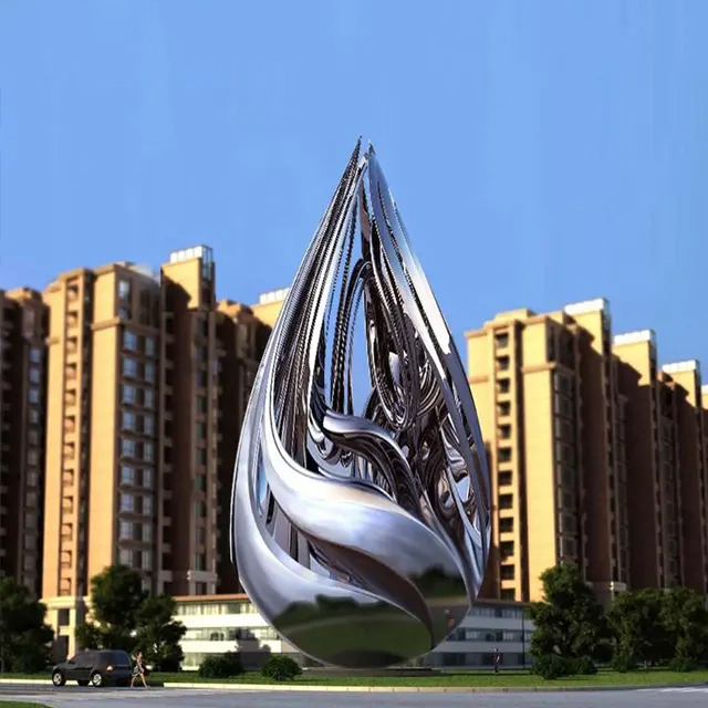 Tall stainless steel Drop Sculpture