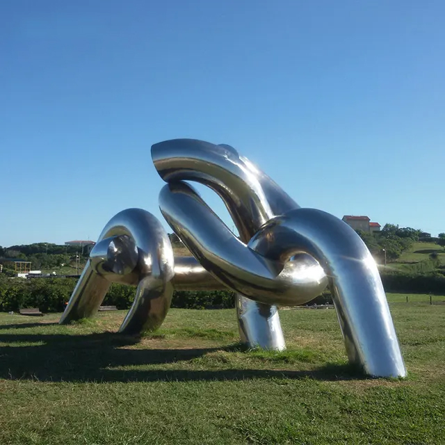 abstract Metal Knot Sculpture in stainless steel