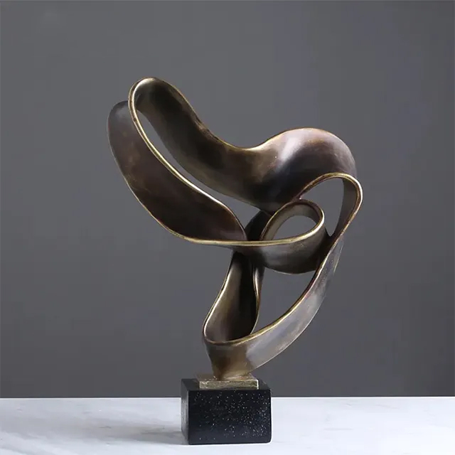 bronze Abstraction in Sculpture with graceful twist and minimalist base