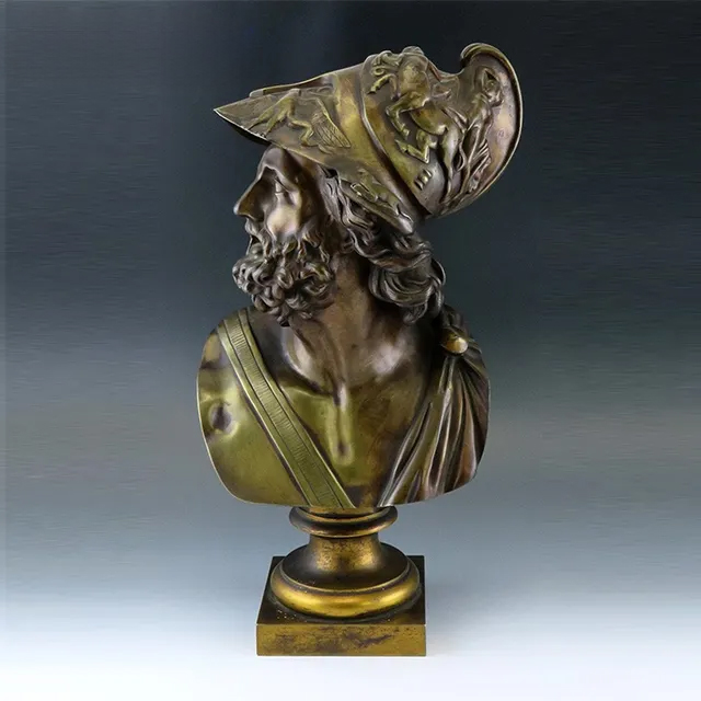 bronze Ajax Sculpture with detailed beard and warrior attire