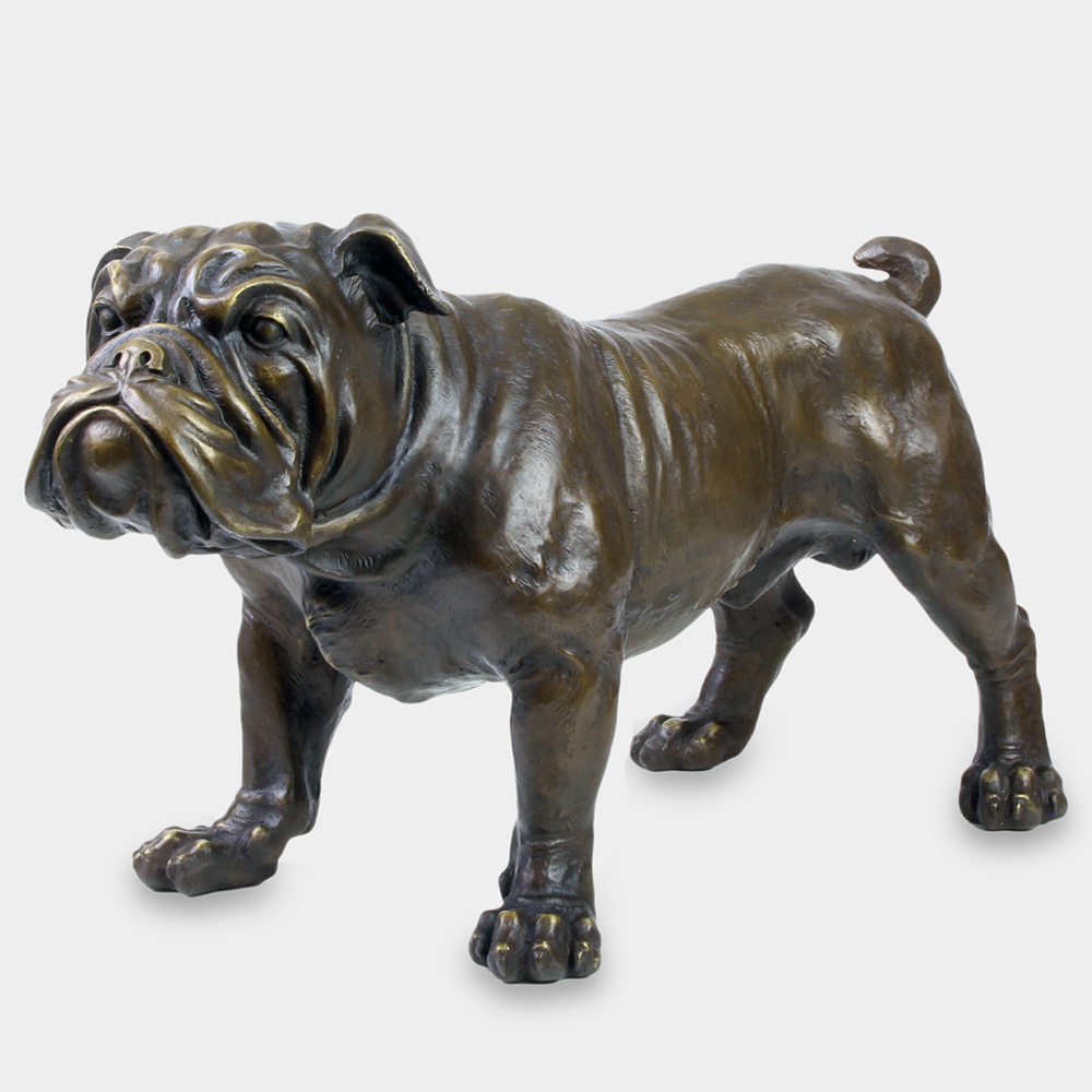 bronze English Bulldog Yard Statue full profile