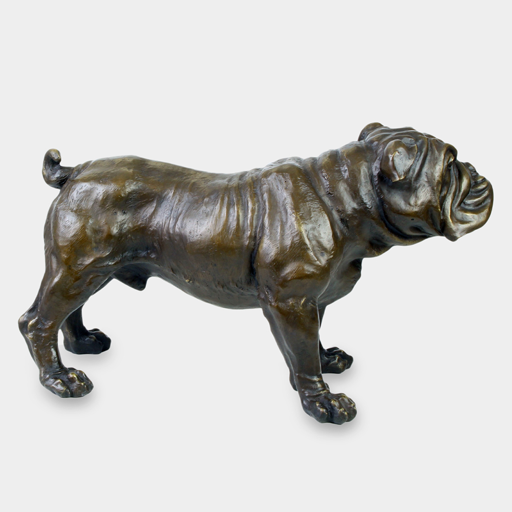 bronze English Bulldog Yard Statue side pose