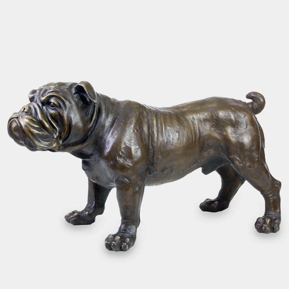 bronze English Bulldog Yard Statue standing