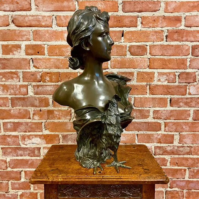 bronze Lady Head Bust sculpture titled Le réveil by Anton Nelson