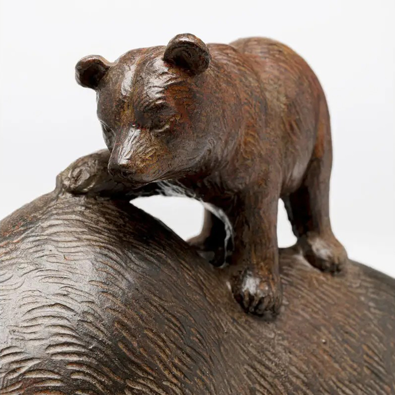 bronze Large Bear Garden Ornaments cub close-up