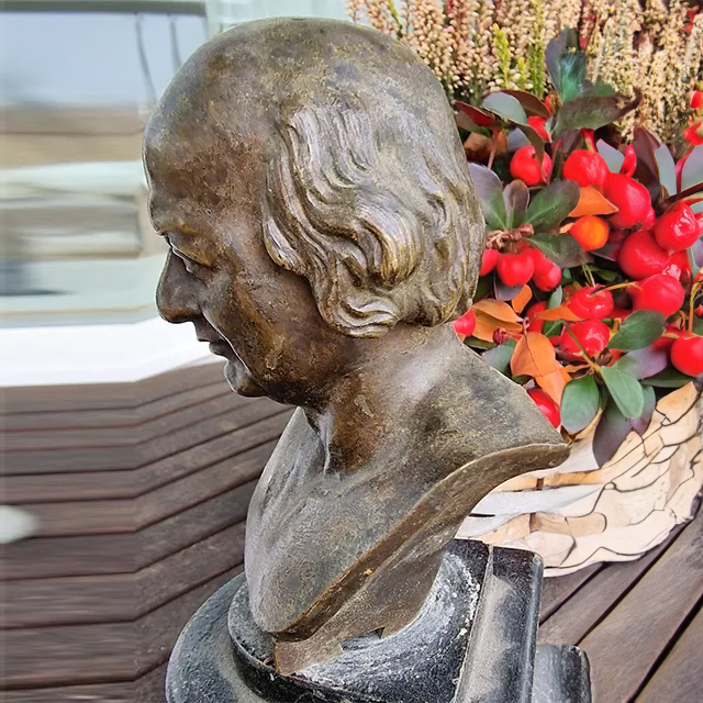 bronze Male Head Bust sculpture titled Béranger with detailed facial features