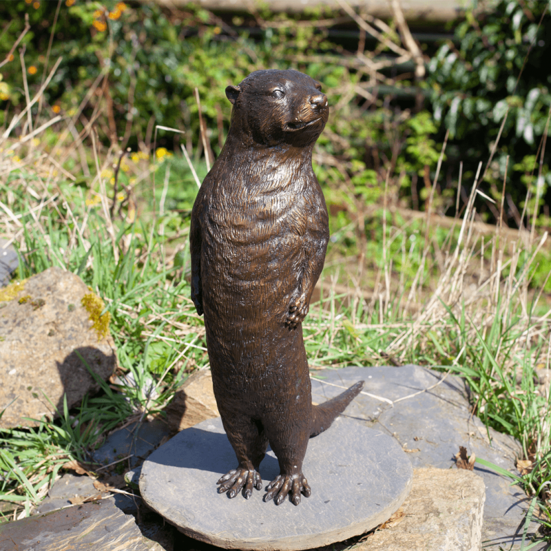 bronze Otter Garden Sculpture front standing pose