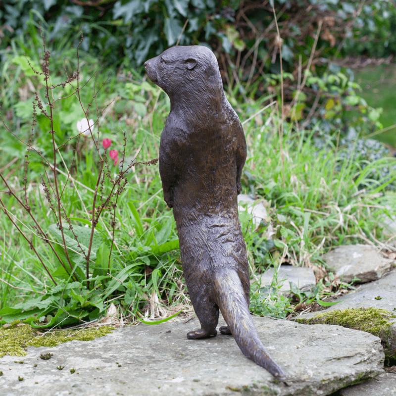 bronze Otter Garden Sculpture rear view