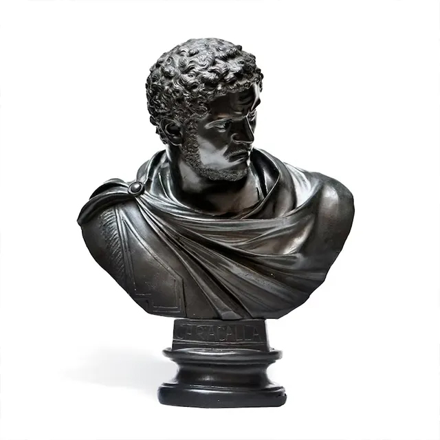 bronze Portrait Bust of Caracalla featuring intense gaze and Roman military attire
