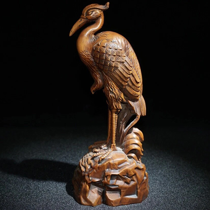 bronze Red Crowned Crane Statue full standing pose