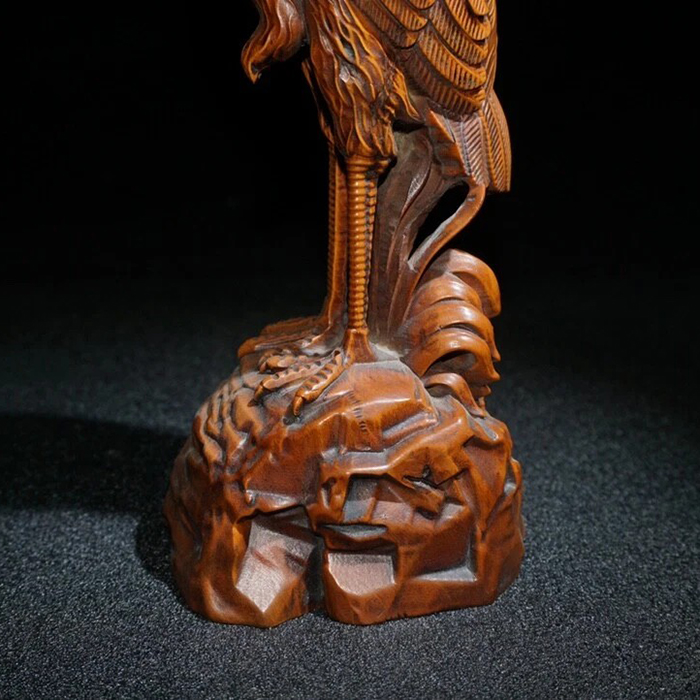 bronze Red Crowned Crane Statue rocky base