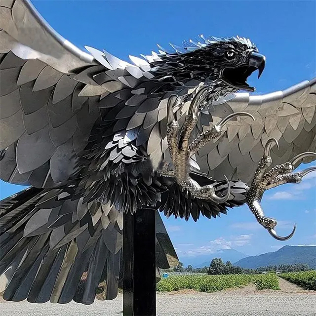 flying Stainless Steel Eagle Sculpture
