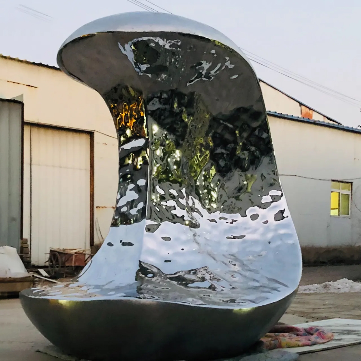 large stainless steel Apple Core Sculpture