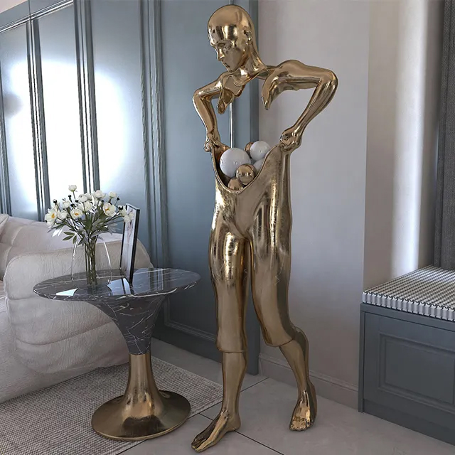 stainless Steel Man Statue, highlighting the realistic human posture