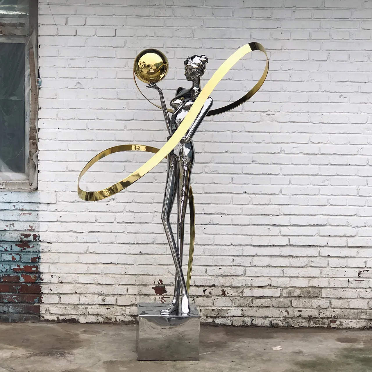 stainless steel dancing figure sculpture