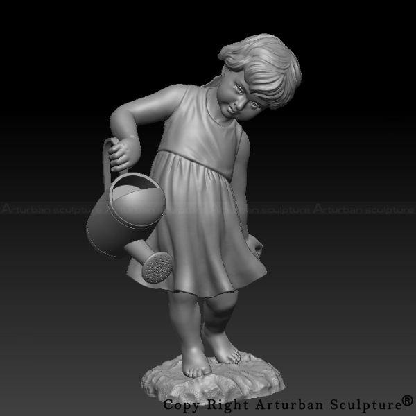 2-3D design of girl watering statue