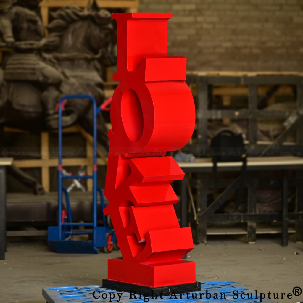 2-Stainless steel Love Art Sculpture viewed from an angle