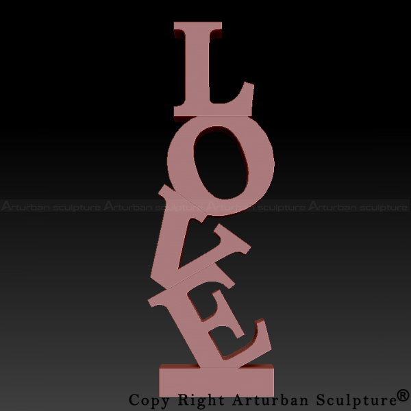 3-3D design of Modern Love Art Statue with stacked letters