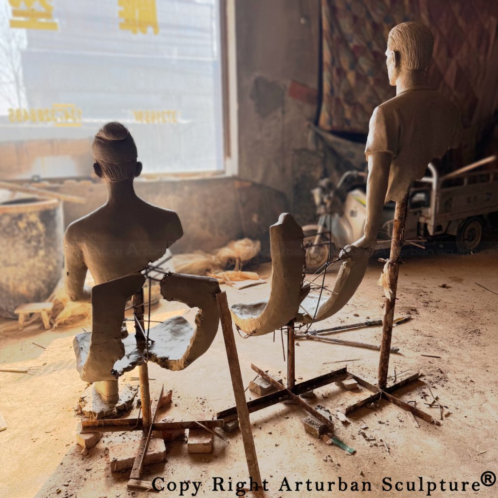 3-Early clay version of Les Voyageurs Sculpture