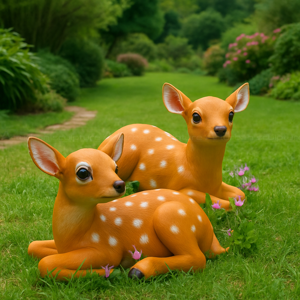 3.1fiberglass doe sika deer statues for yard