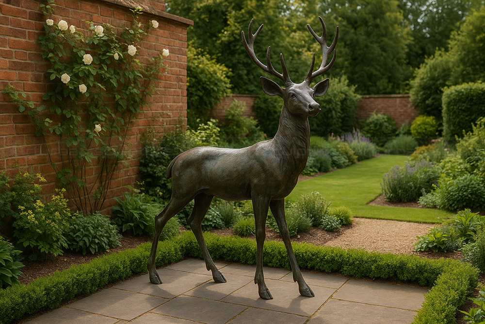 4.2.2 4-6ft bronze deer statue for yard placed in middle yard