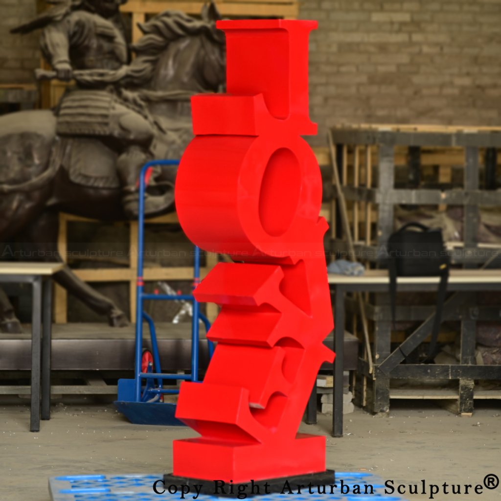 6-Contemporary stainless steel Love Art Sculpture with red finish