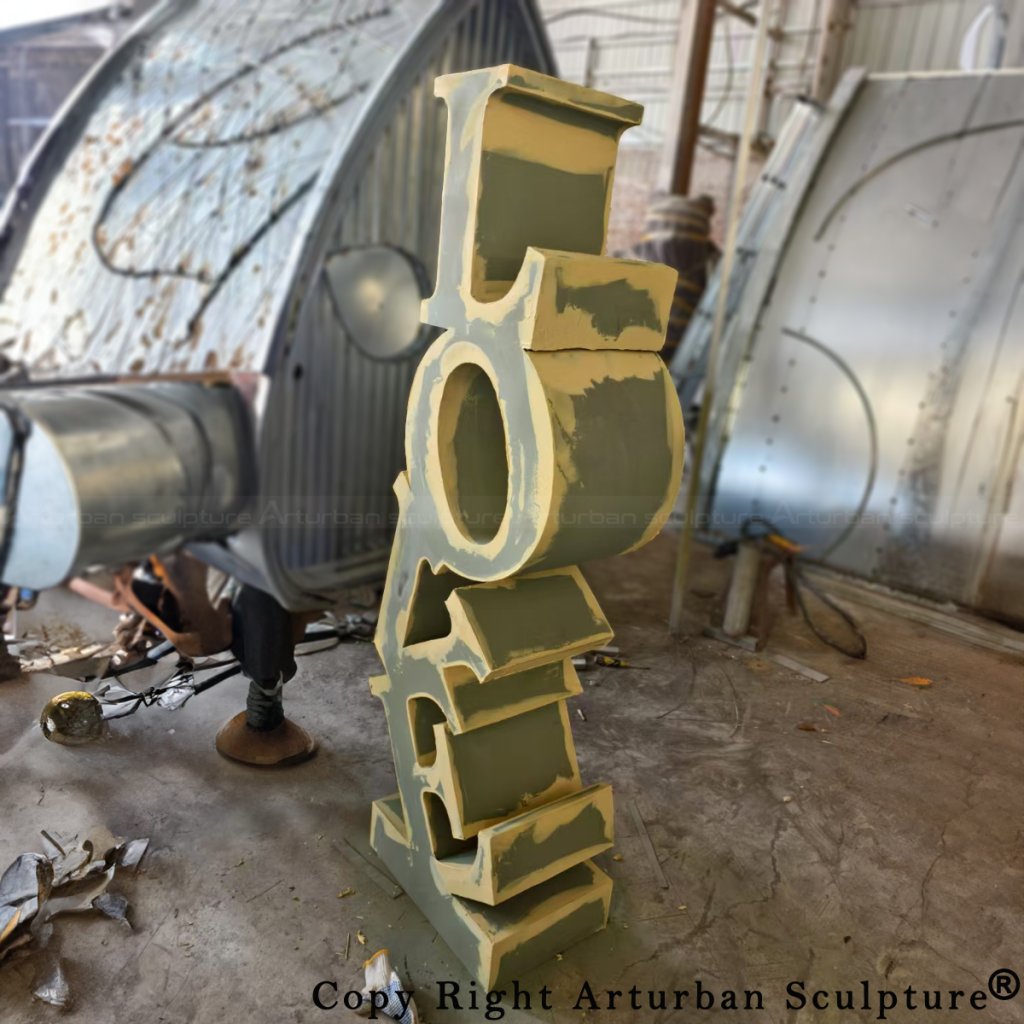 7-Unfinished Love Art Statue in stainless steel with anti-rust coating before polishing