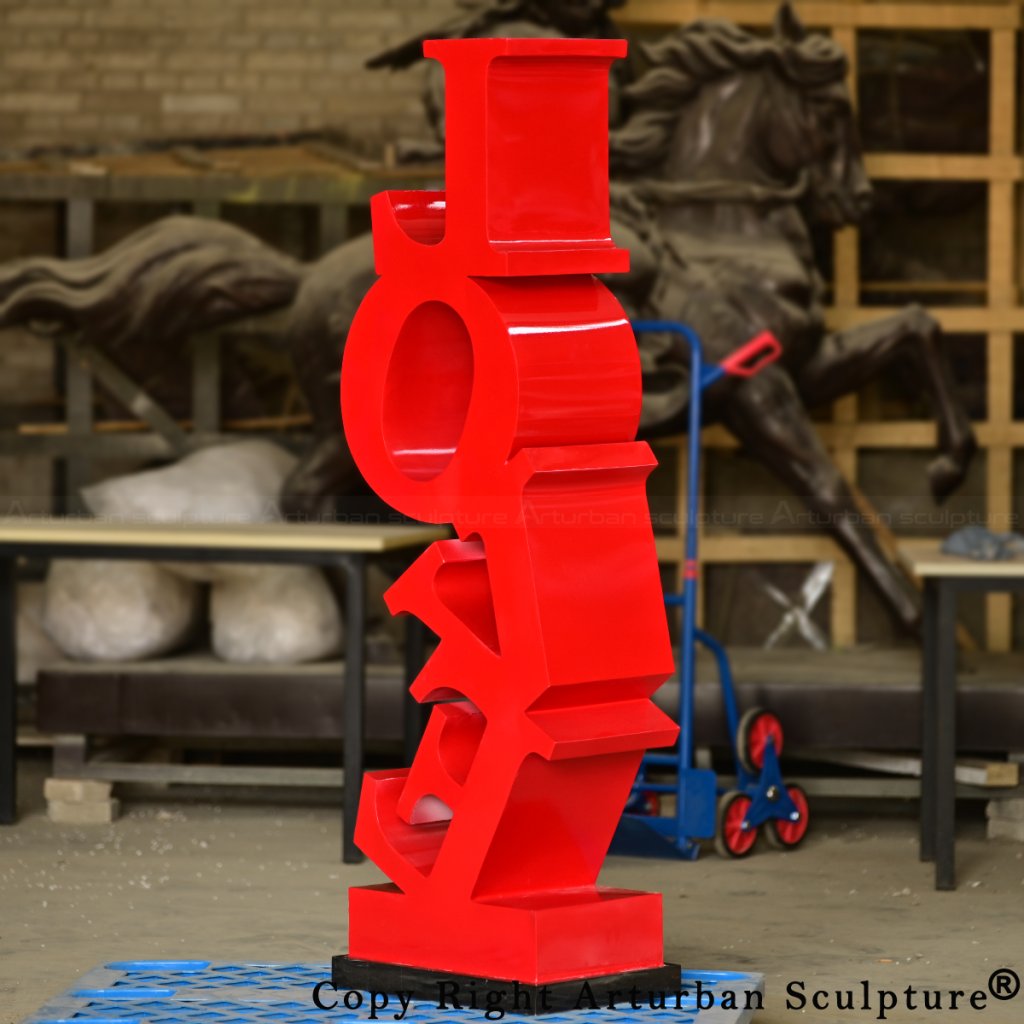 8-stainless steel Love Art Statue with glossy red finish