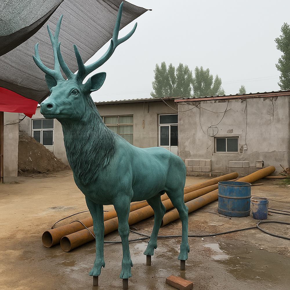 8.3.2 Bronze skyfall elk deer statue with anchor rods in hooves