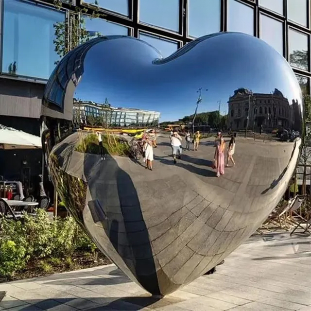 A large stainless steel Outdoor Heart Sculpture