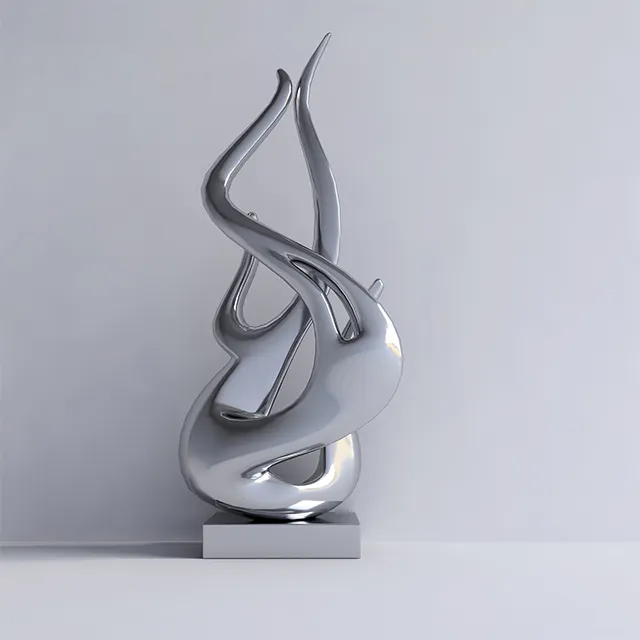Abstract Metal Garden Art made of polished stainless steel