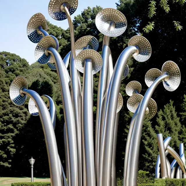 Abstract stainless steel Metal Mushroom Sculpture