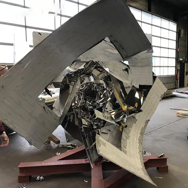 Abstract stainless steel vortex sculpture