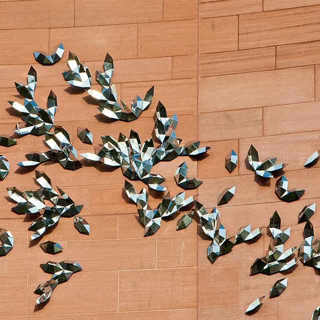 Close-up of Stainless Steel Wall Sculpture