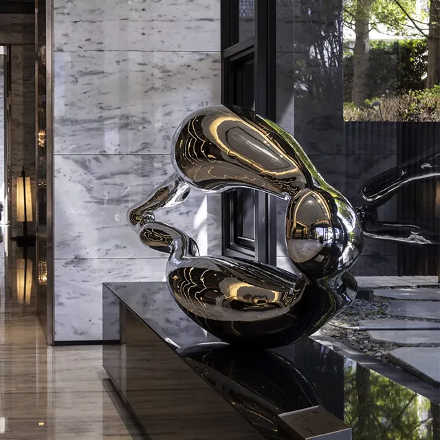 Close-up of stainless steel Abstract Art Statue